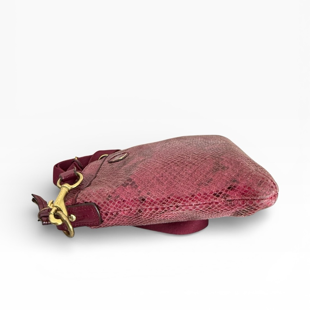 COACH Raspberry Python Embossed Leather Crossbody Messenger Bag Purse - Picture 4 of 13